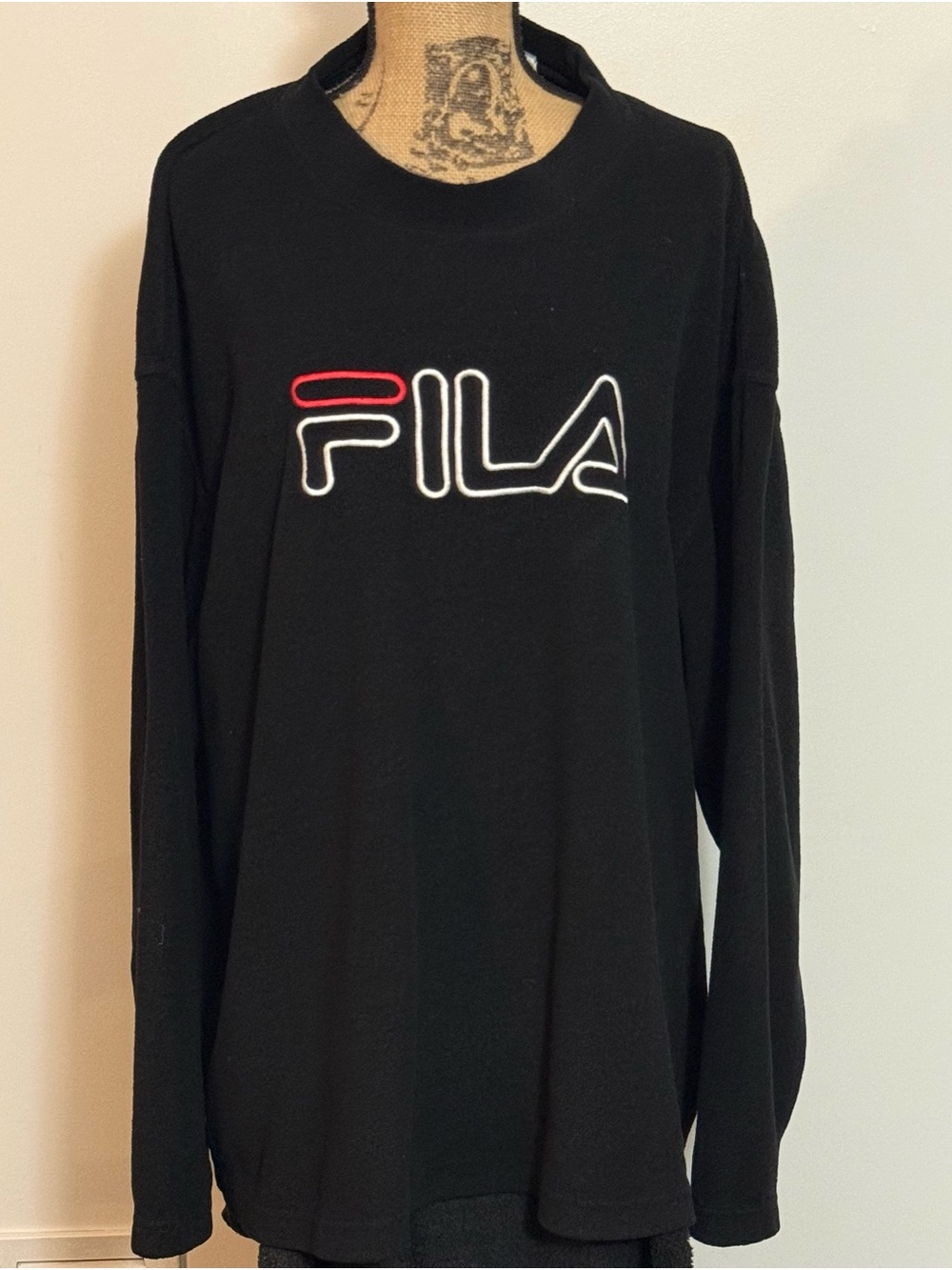 Fila Black Crewneck Sweater with Red and White Logo
